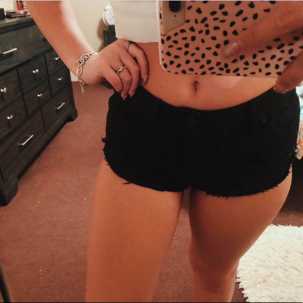 black denim shorts